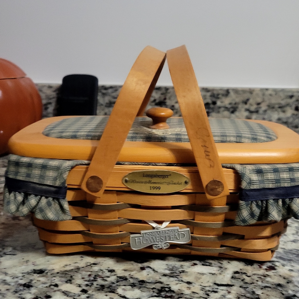 Longaberger Woven Memories Basket with Gold Plaque